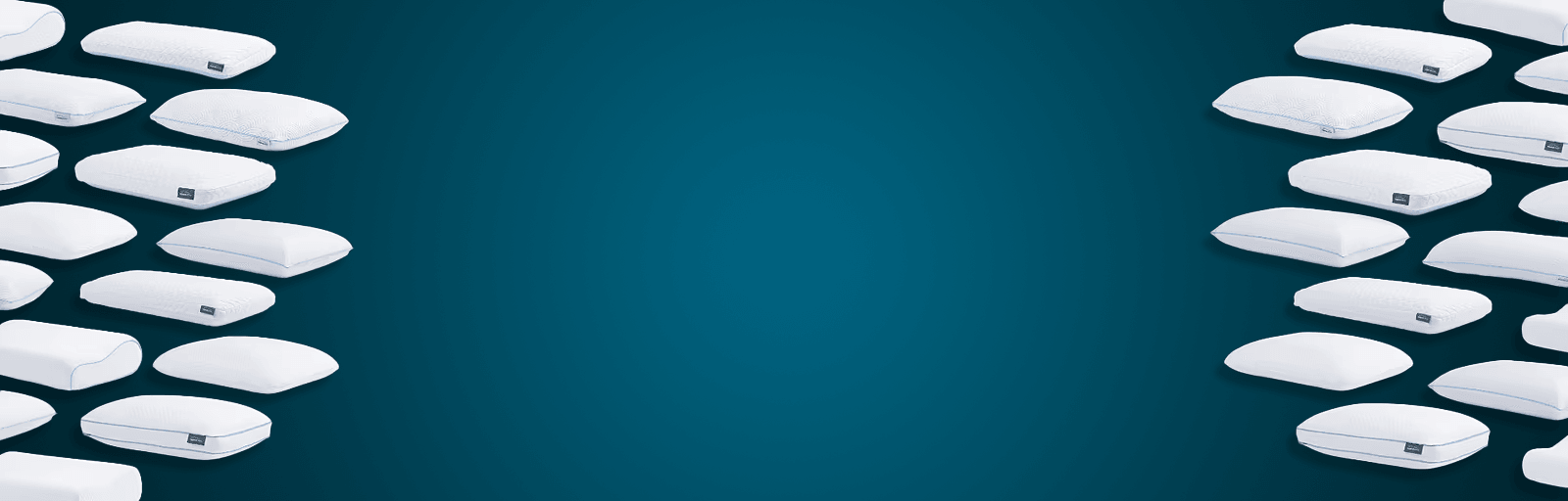 Angled silo pillows over a blue gradient background
